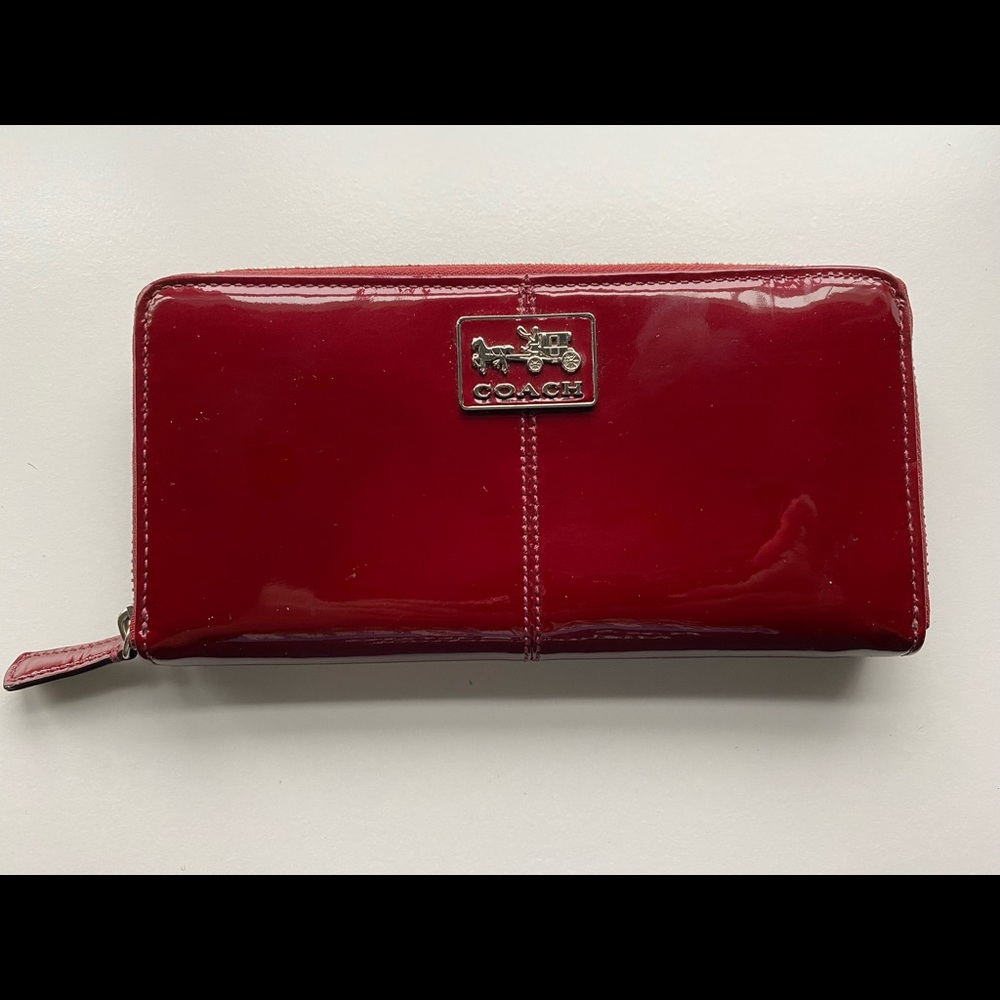 Glossy red coach wallet